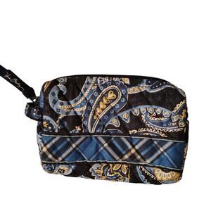Vera Bradley Makeup Bag – Blue Paisley with Plaid Stripe